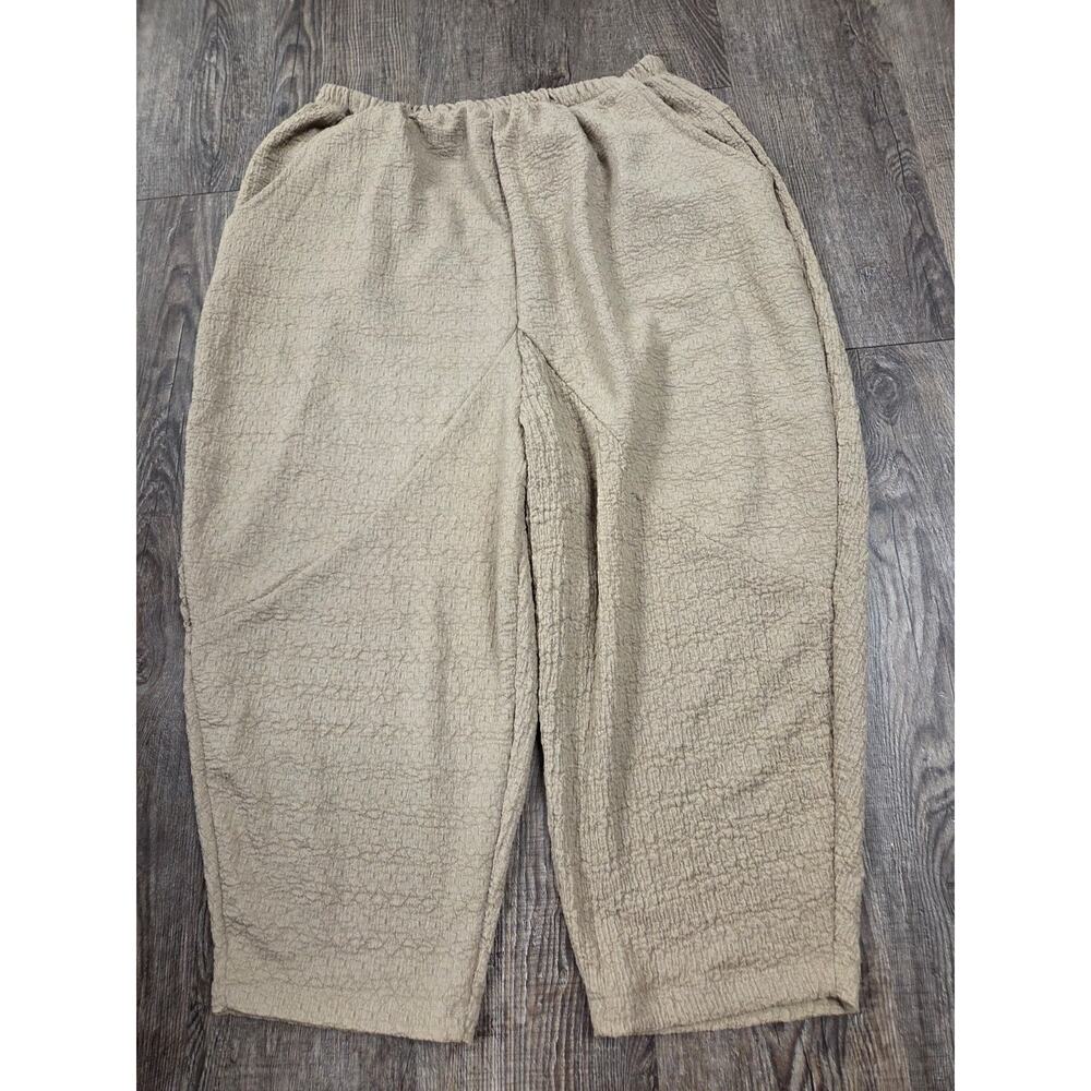 Inoah Crinkle Tan Beige Shirt Crop Pants Outfit Matching Set Small - Picture 6 of 9